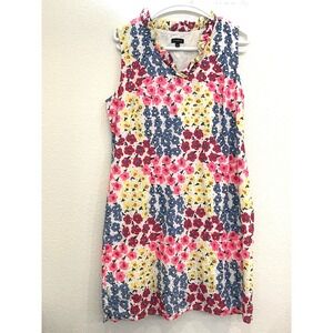 Talbots Floral Dress 16 Eyelet Lace Spring Easter Flowers Colorful Preppy Bright